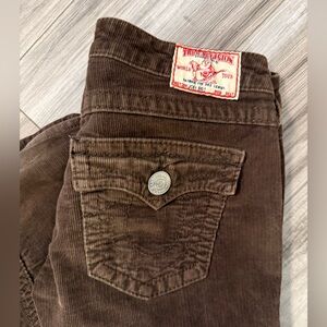 True religion, brown corduroy bootcut jeans